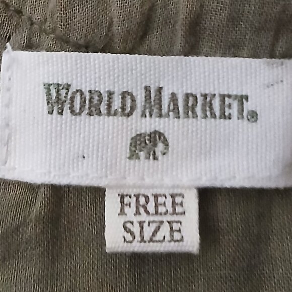 World Market One Size Open Kaftan Cardigan Embroidered Beaded Olive Green Boho - Picture 9 of 11